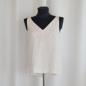 Derek Lam 100% Silk White V-neck Sleeveless Top Sz 2